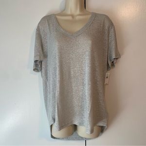 NWT GAP Linen Blend V Neck Heather Gray Size L